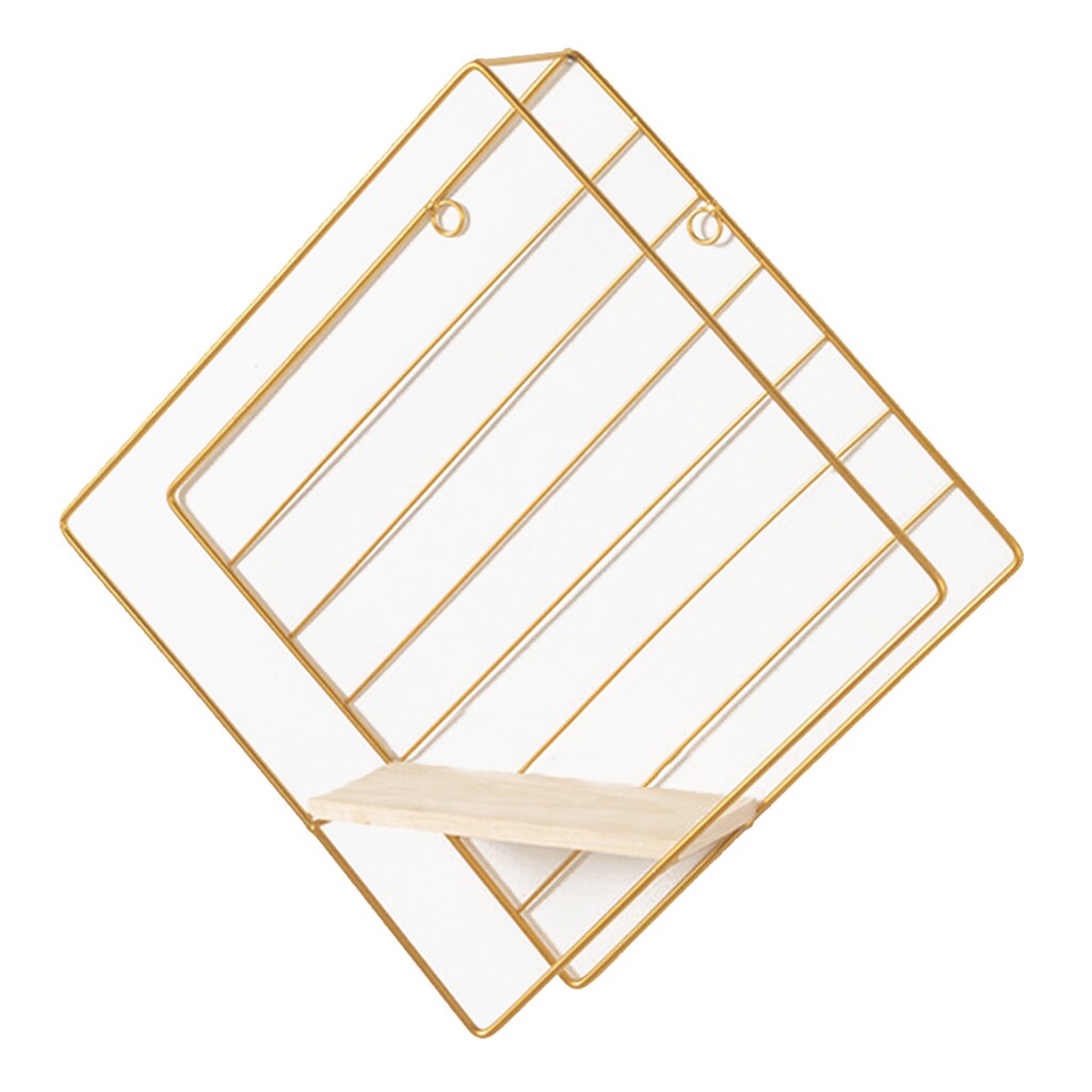 Modern Wall Shelves Shelf Rack Floating Mounted Storage Display Home Decoration: Golden Rectangle
