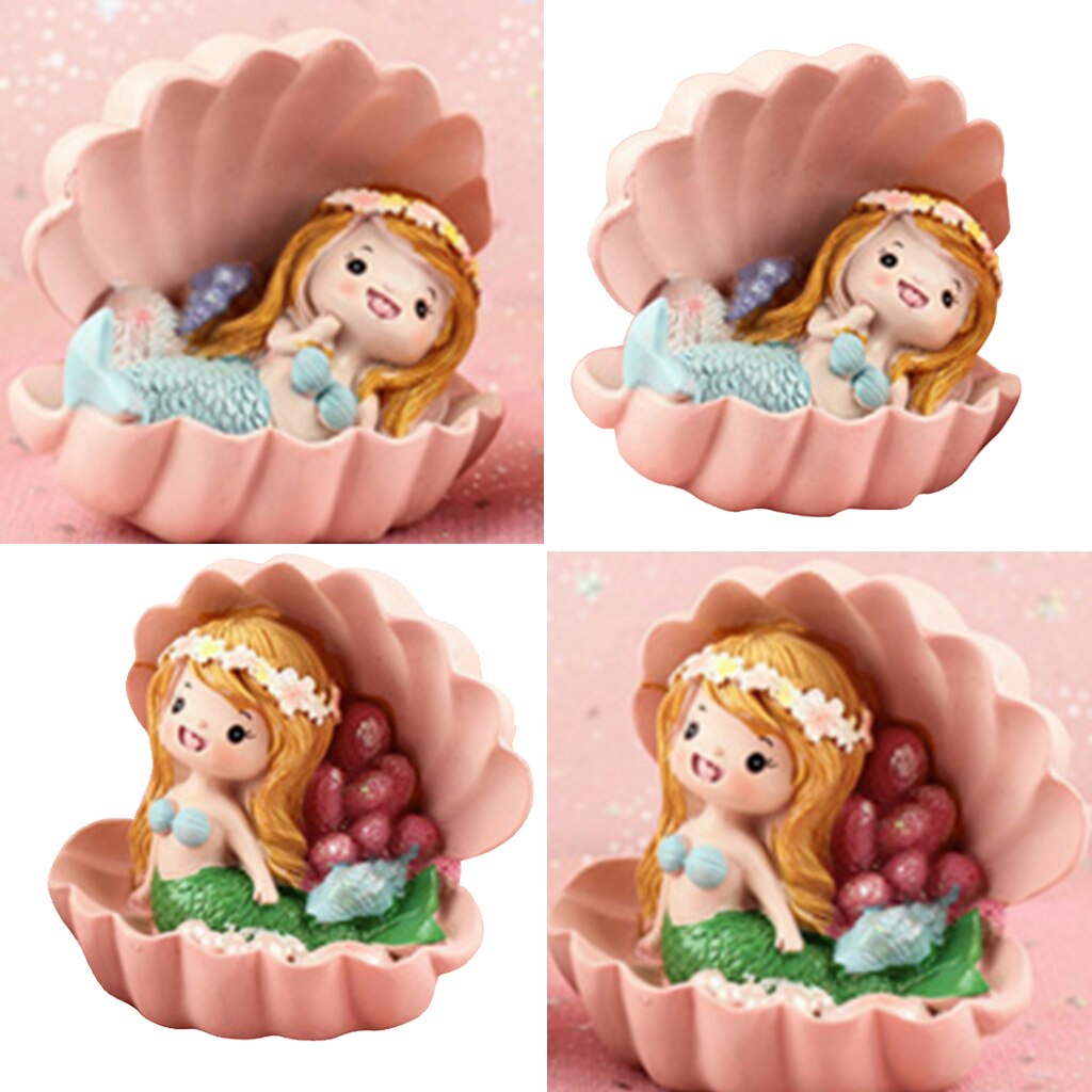 Resin Lying Little Mermaid Statue Miniature Fairy Garden Aquarium Decoration