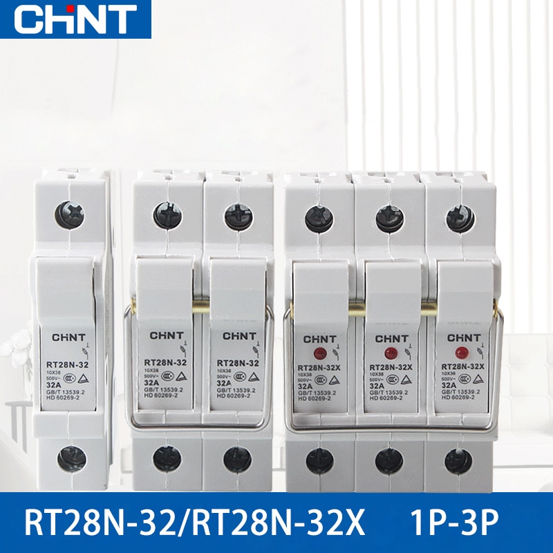 Chint  rt28n-32x ac 45-62hz 500v smeltesikring 1p 2p 3p let at udskifte sikring 2a 4a 6a 10a 16a 20a 25a 32a