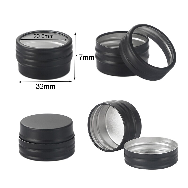 10Pcs Ronde Aluminium Tin Potten Met Venster Nail Box Thee Kaars Mini Sample Jar Lippenbalsem Tin Cosmetische Container sieraden Opslag