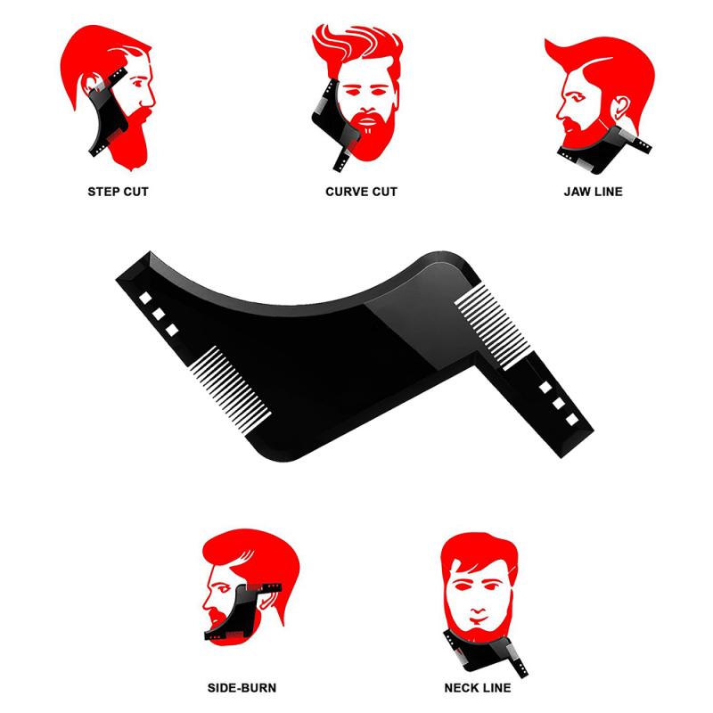 Multifunction Men Beard Shaping Styling Template Comb Black Transparent Men's Beards Combs Beauty Tool For Hair Beard