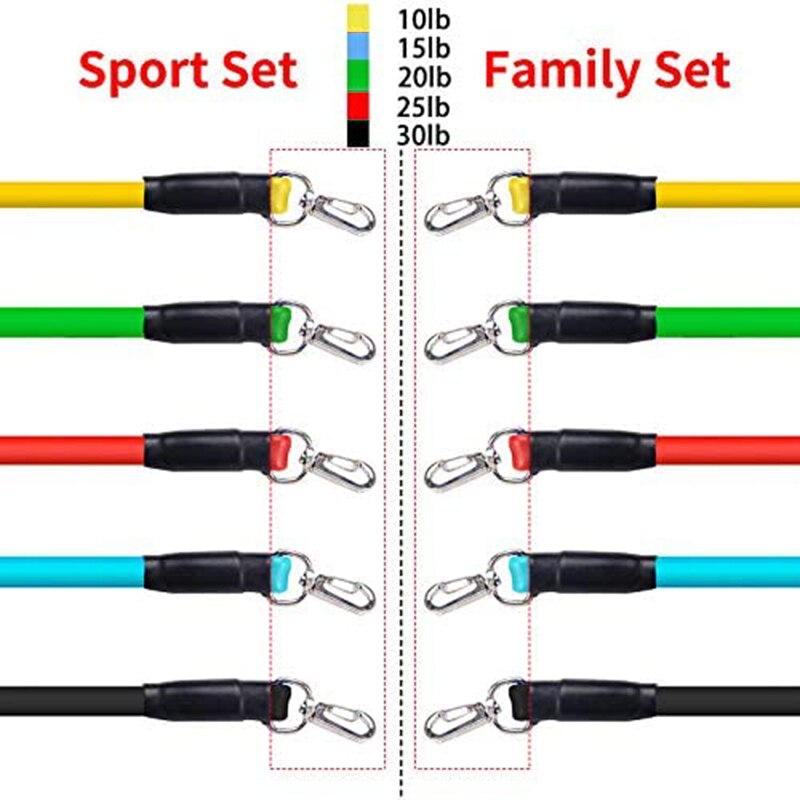 11 pièces/ensemble corde de traction exercices de Fitness bandes de résistance 100 livres d'entraînement de résistance adapté à l'entraînement de résistance familial