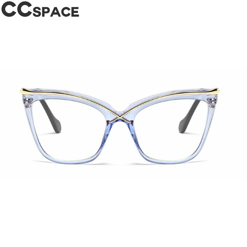 45124 Ladies Unique Cat Eye Glasses Frames Women Brow Line Metal Optical EyeGlasses Eyewear: C1 blue clear