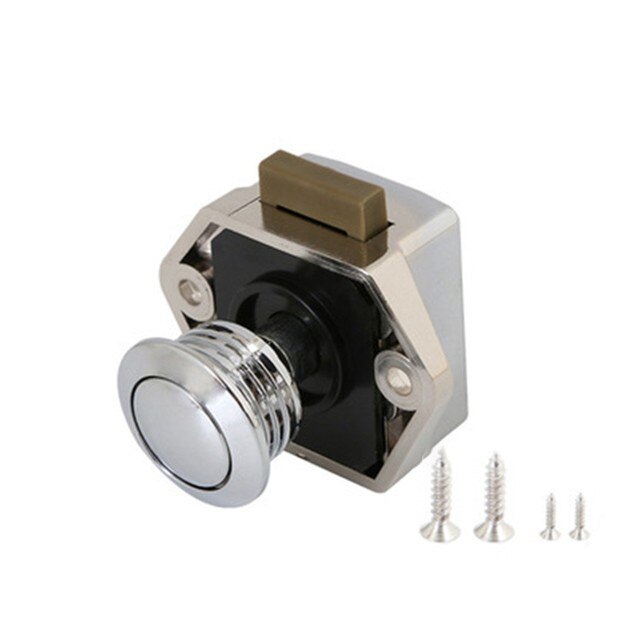 Loquet de porte de placard en Aluminium avec bouton-poussoir, pour caravane, Van, bateau, camping-car, pour meubles: silver