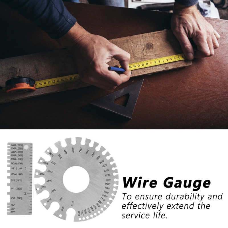 Wire Gauge Measuring Tool Round Stainless Steel Diameter Ruler Gauge Woodworking Supplies