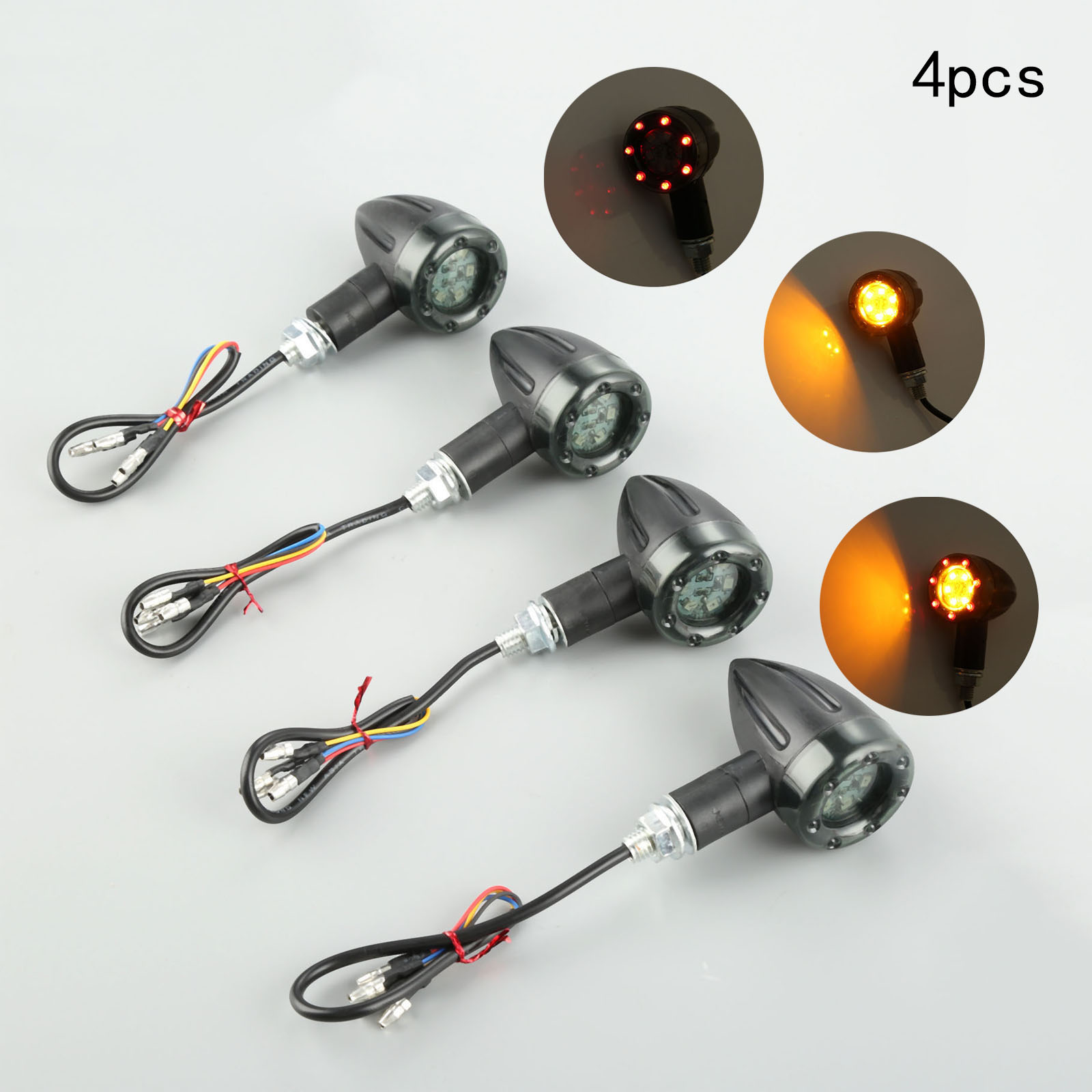 2 Pcs/4 Pcs Motorrad LED Blinker Blinker Indikatoren licht Bremse Hinten Laufende Lampe DC12V Bernstein LED Signal drehen Licht 8mm Bolzen