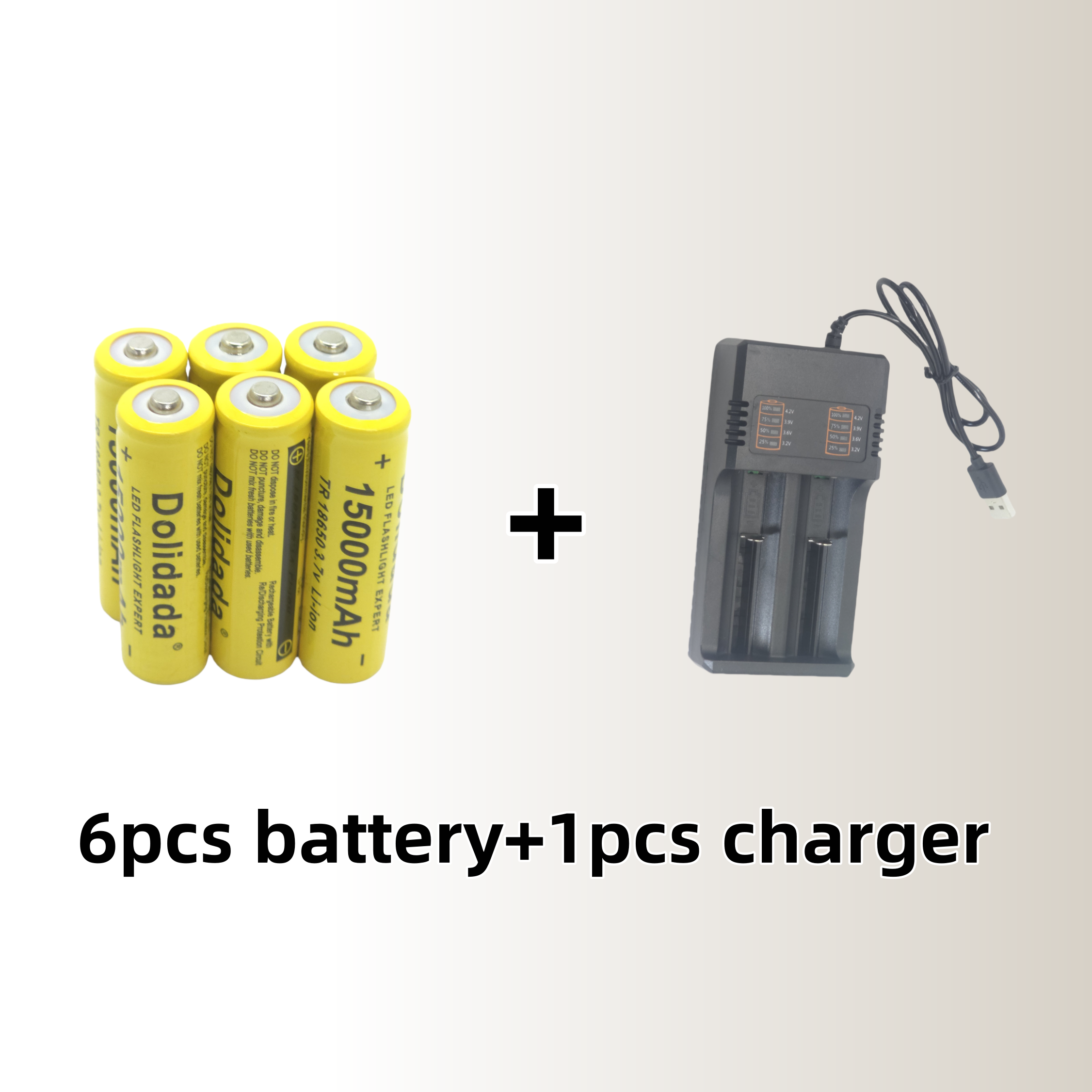 【15000mAh High-Capacity Charge】3.7V 18650 Large-Capacity Rechargeable Lithium Battery | Comes with a Charger: GRAY