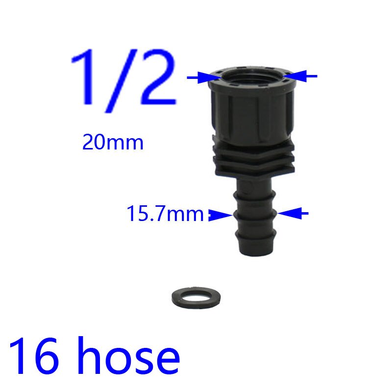 Dn15 dn20 slangkontakt  to 1/2 " 3/4 " honkontakt taggad plastslangkoppling mikrobevattningsadapter 2 st