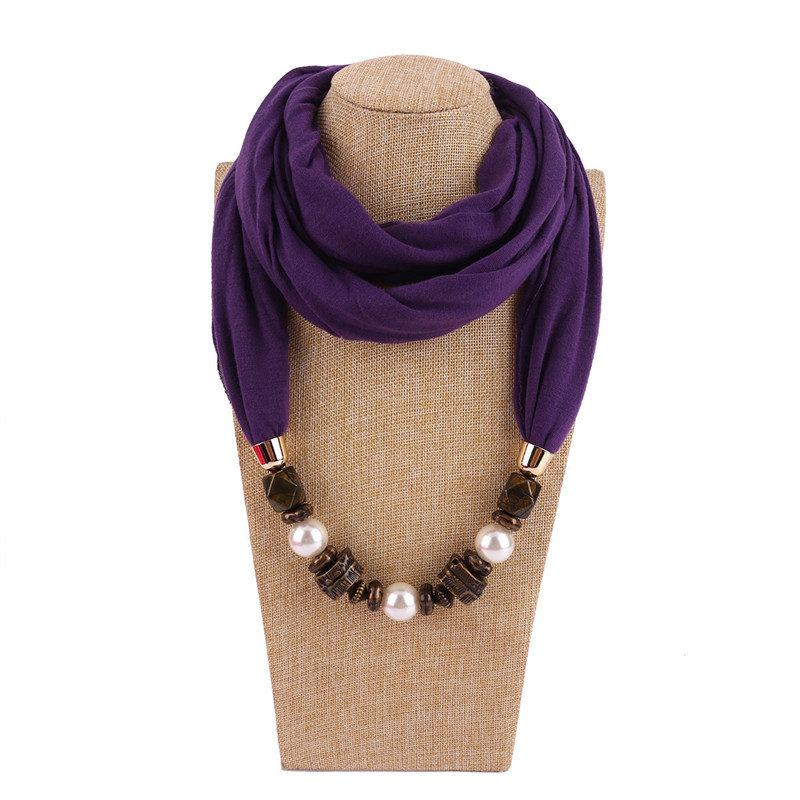 LaMaxPa Neue Frauen Solide Schmuck Anhänger Chiffon Schal Perle Schals und wickelt Weichen Weiblichen Zubehör: 7