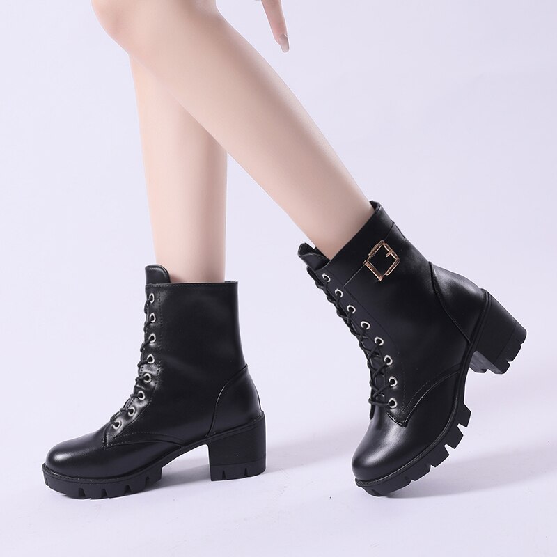 Botas de goma para mujer, zapatos de de lujo para otoño e invierno, ropa de deporte punta redonda, lluvia, Roca, tacón alto,
