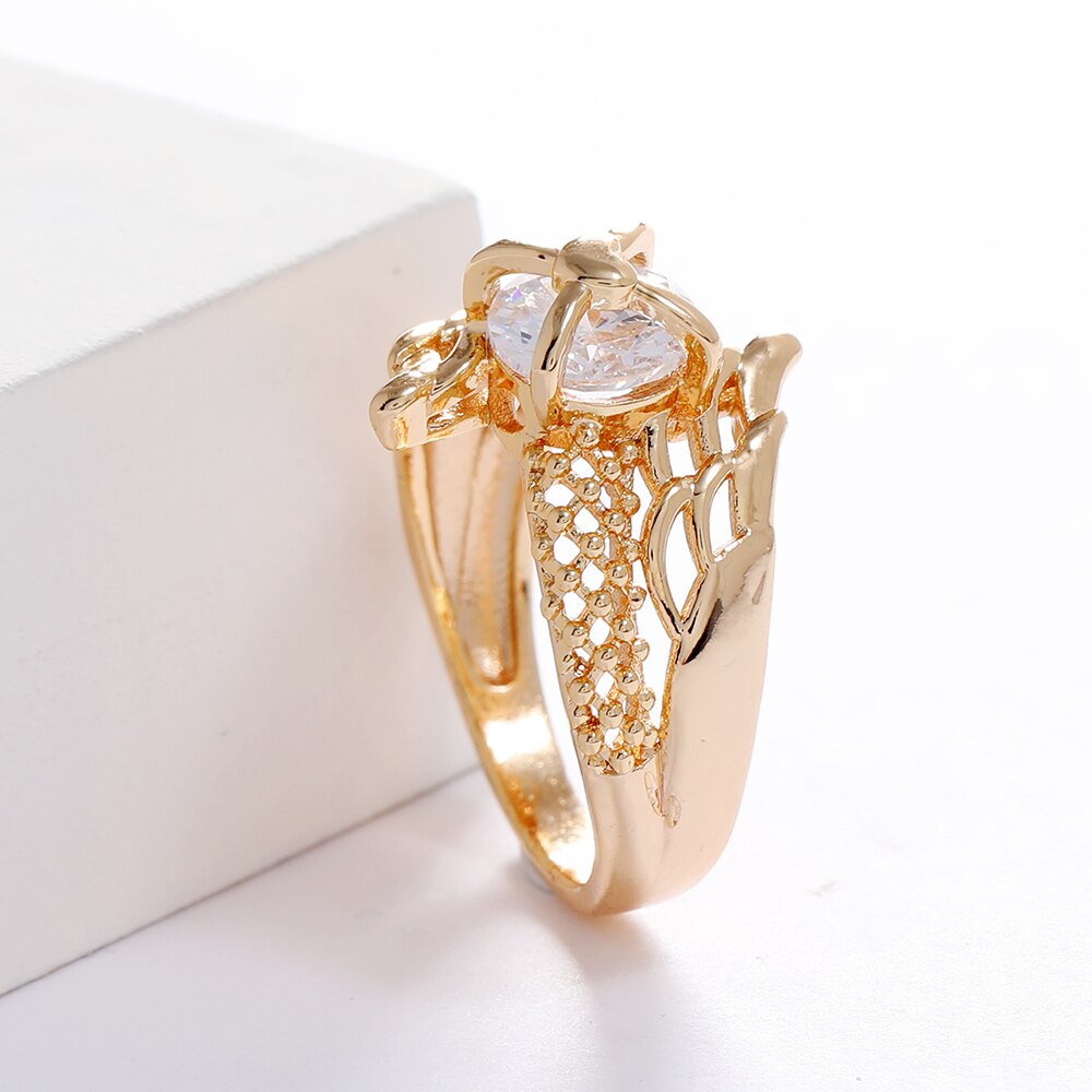 Luala 585 Rose Gouden Antieke Ring Veer Angel Wings Originele Vrouwen Vinger Hand Decoratie Ornamenten