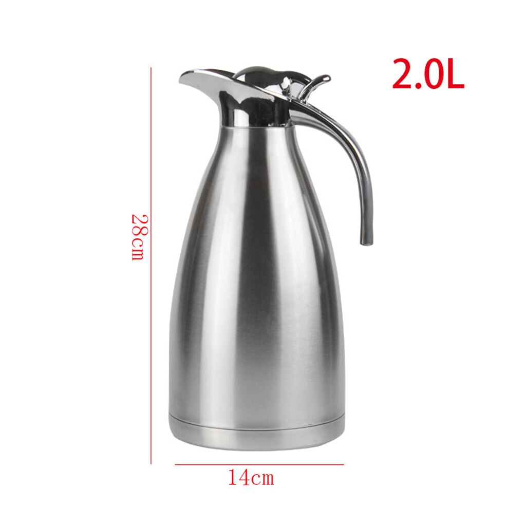 Stainless Steel 2L Thermal Flask Vacuum Kettle Hand Pressing Type Coffee Tea Milk Pot Thermo Jug Vacuum Insulated Bottle