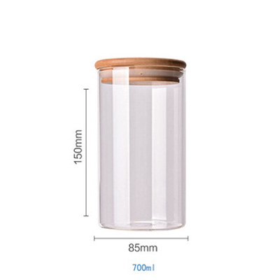 Lagertank mat container bambus dekket høy borosilikat mat forseglet glass tank kjøkken diverse korn lagertank: 8