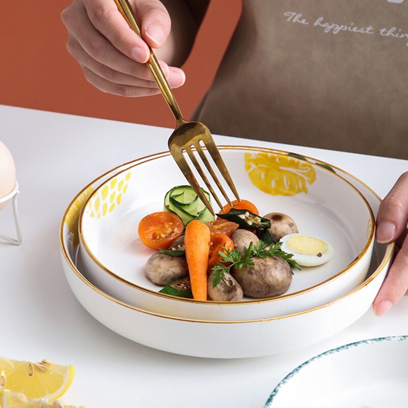 gusonse Household Steak Plate Microwave Baking Plate Ceramic Plate Oven Special