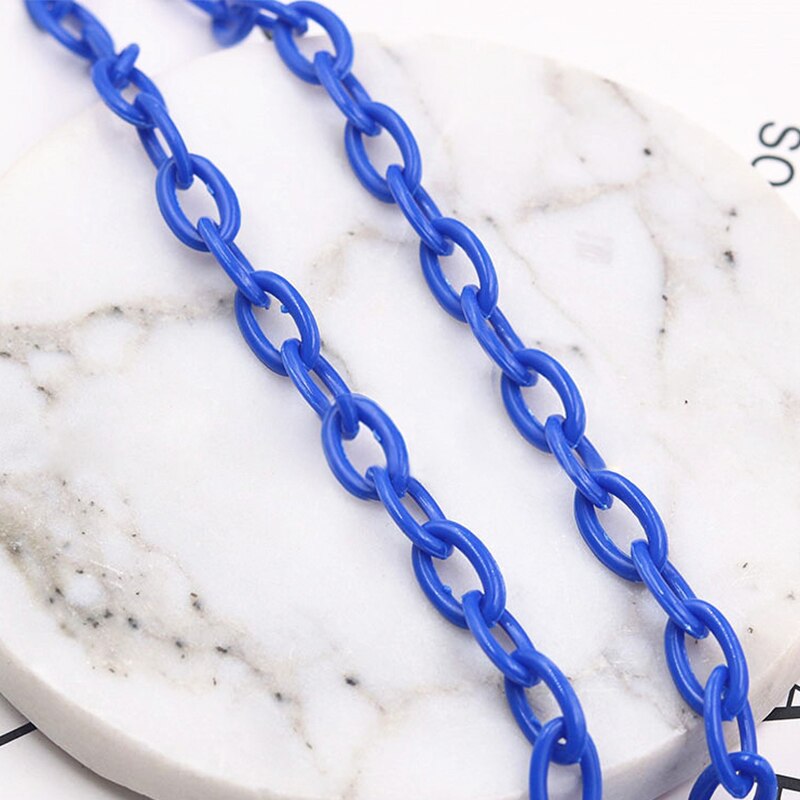 DoreenBeads Fashion kolorowe plastikowe zamknięte lutowane kabel łączący łańcuch owalny do samodzielnego robienia biżuterii ustalenia 13x8mm, 42cm długości, 2 szt.