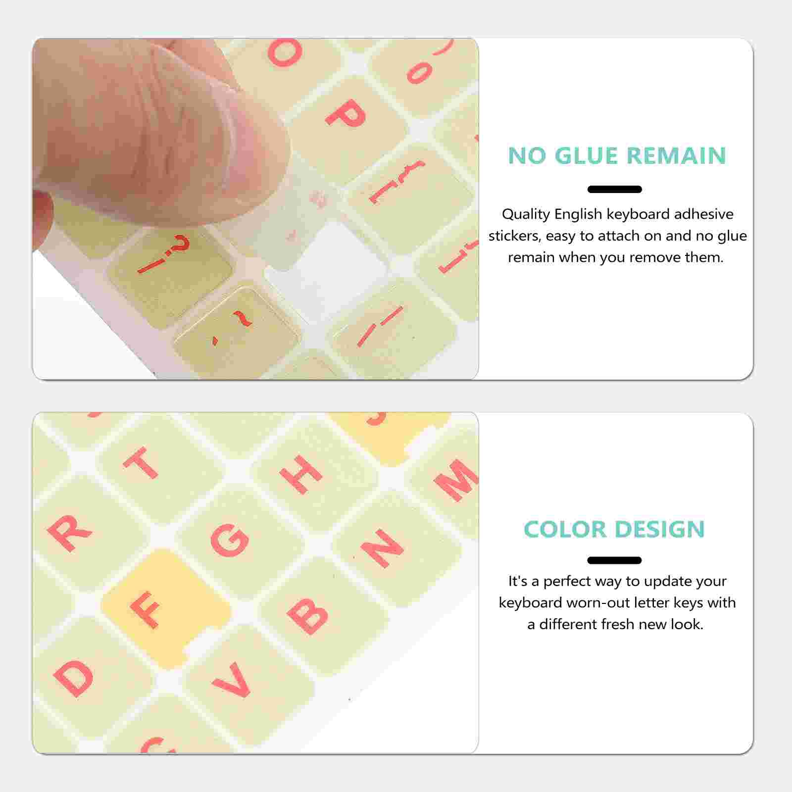 2 Sheets Keyboard Decorative Sticker Universal English Keyboard Sticker Decal