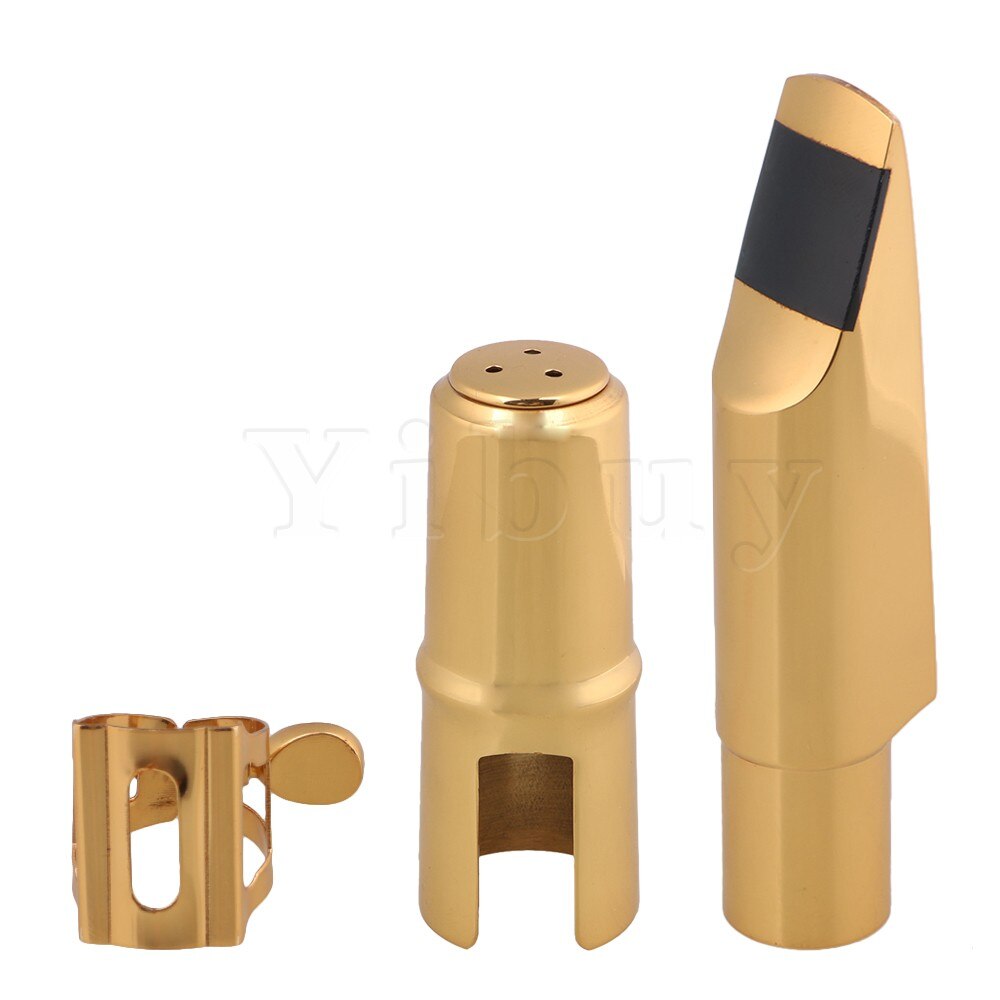 Yibuy Copper Gold-Plated 7# Eb Alto Saxophone Mouthpiece Cap Ligature