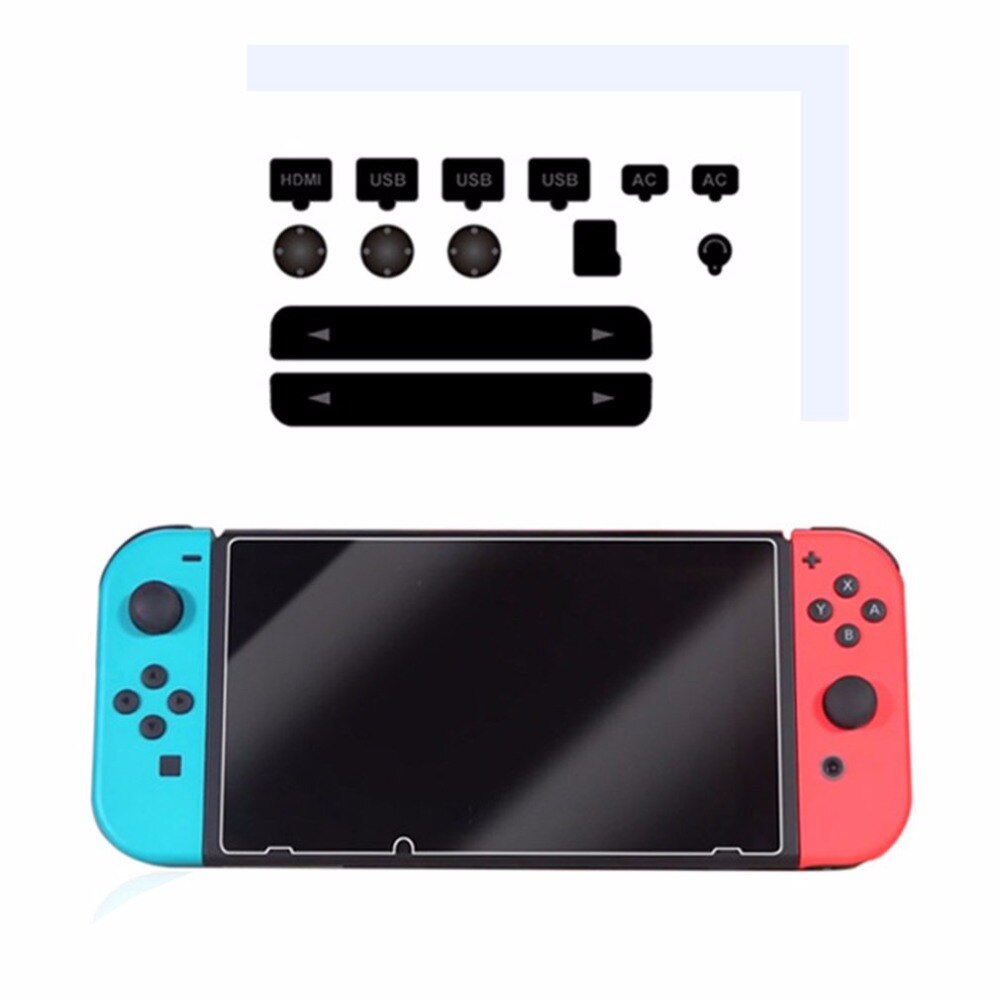 Jeu d'accessoires de Console de jeu Kit anti-poussière + dureté Film de protection d'écran en verre trempé pour Console Nintend Switch NS