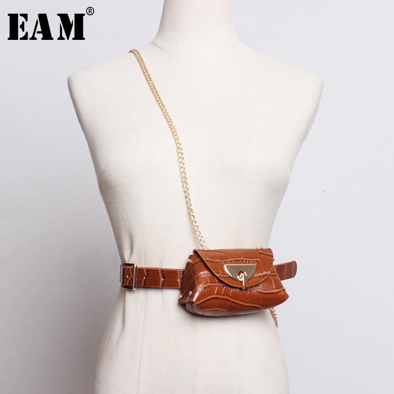 [eam] pu læder kæde split flerfarvet mini-taske lang bælte personlighed kvinder tidevand all-match forår 1 m 838