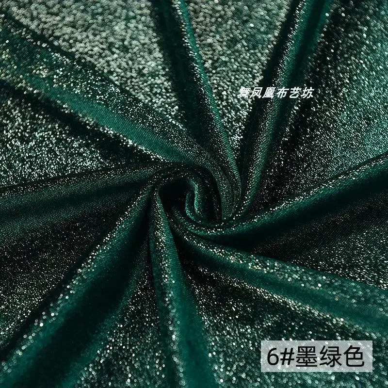 4 Sides Stretch Shiny Velour Fabric By The Meter for Dress Clothes Decoration Sewing Sequins Velvet Cloth Soft Smooth Blue Black: Blue