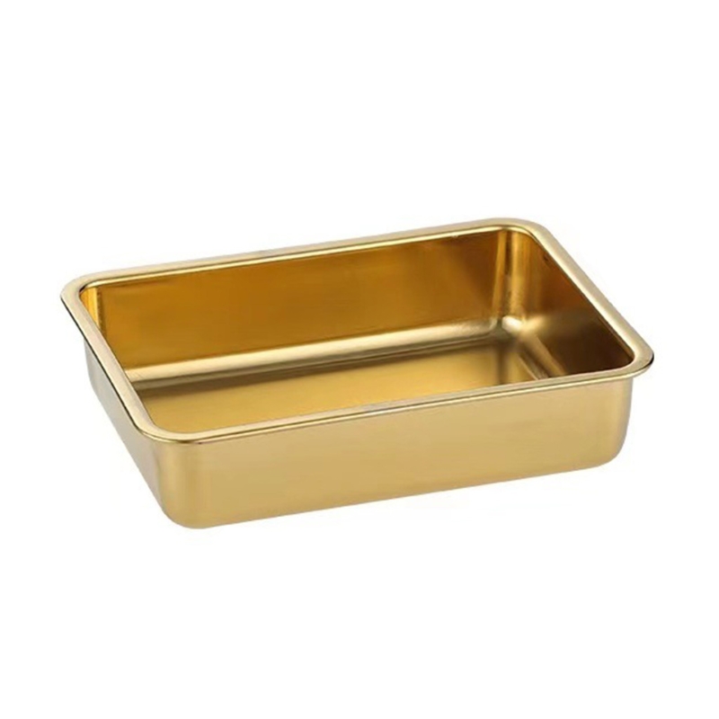 304 Stainless Steel Square Plate for Snack Barbecue Dessert Tray Home Kitchen Dining Table Plates Nut Cake Fruit Plate: GD-WO