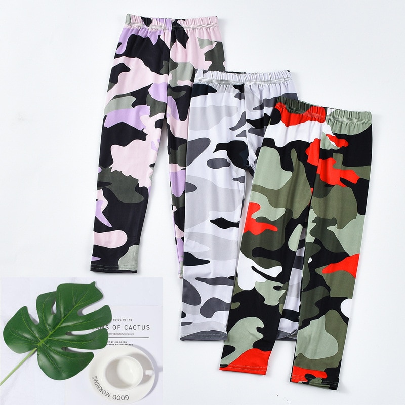 Girls Leggings Children Camouflage Pants Skinny Leggins For Girl All-match Teenager Slim Trousers Clothing 1-10years