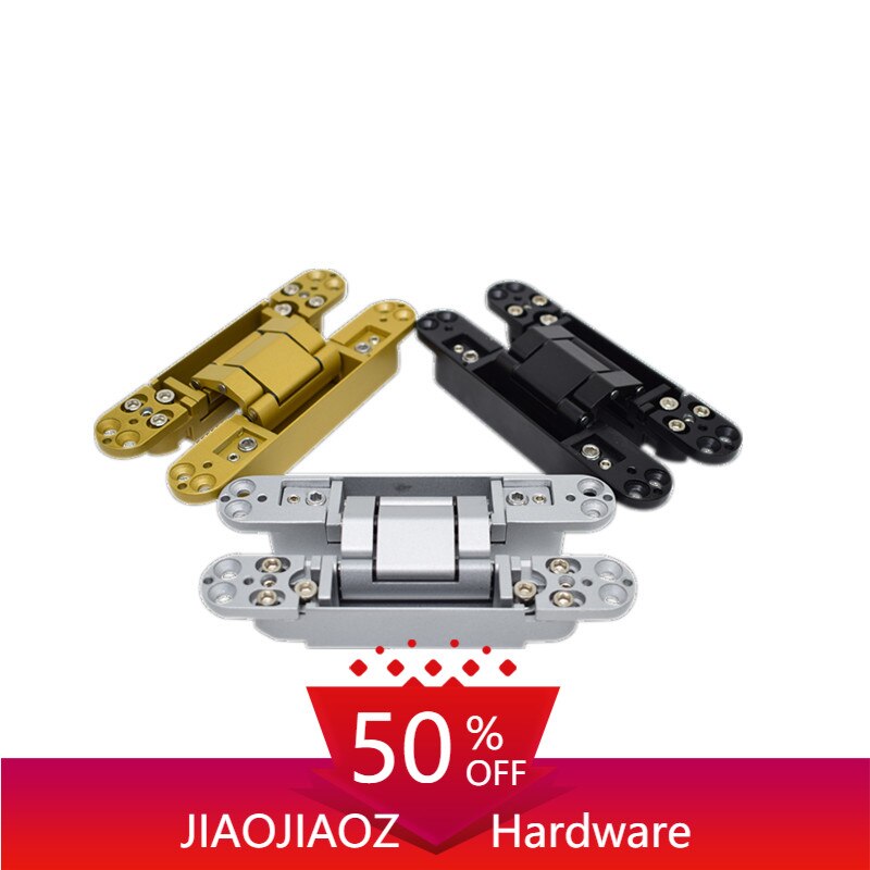 JIAOJIAOZ black 3D Adjustable Hidden Door Hinge/Zinc alloy hinge 40kg for 2 hinges Folding door hinge150*25mm