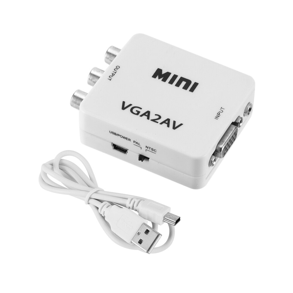 Mini vga til av konverter adapter støtte 1080p vga 2av konverter pc til tv hd computer til tv
