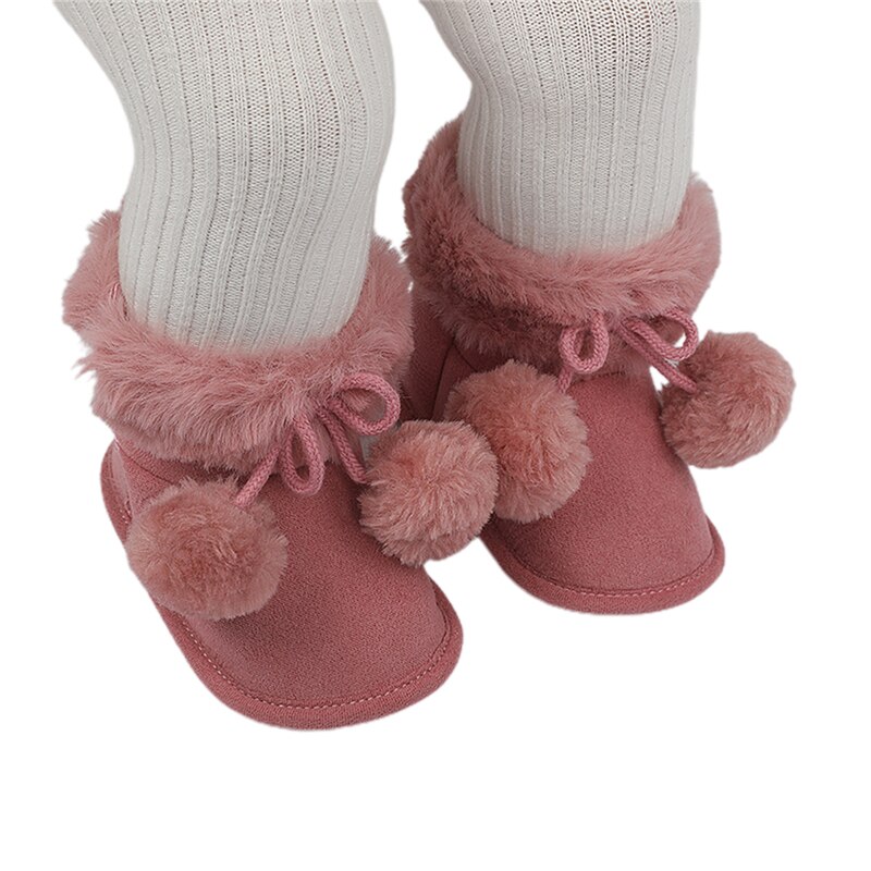 Baby Winter Warm Snowboots Zachte Zool Bont Gevoerde Pom Pom Enkellaarsjes Antislip Baby Prewalkers casual Footwear