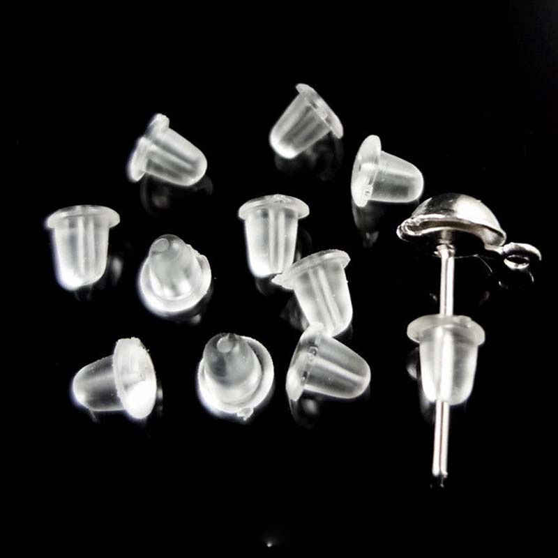 5mm 100pcs Clear Soft Silicone Rubber Earring Backs Safety Round Stopper Jewelry Accessories DIY Parts Ear Plugging