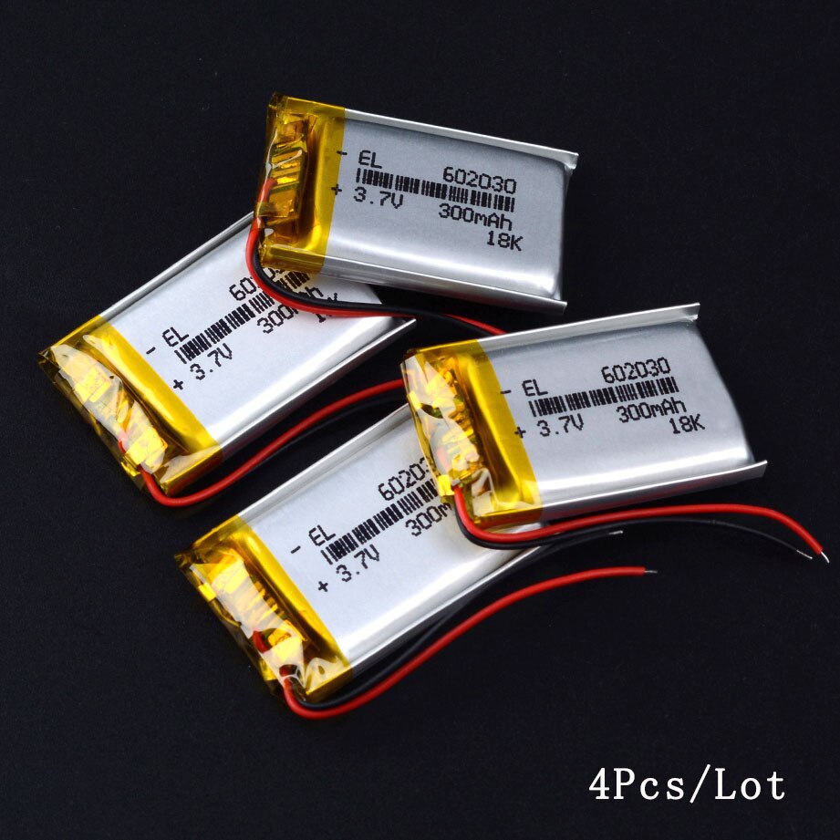 CE ROHS 300mAh 602030 3.7V lithium polymer battery bloody r8 mouse dvr advocam-fd8 profi red: 4PCS