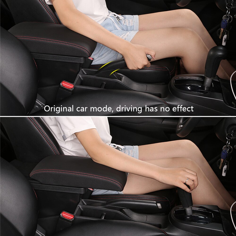Auto Armsteun Box Armleuningen Leather Center Double Layer Opbergdoos 3 Usb Compatibel Met Peugeot