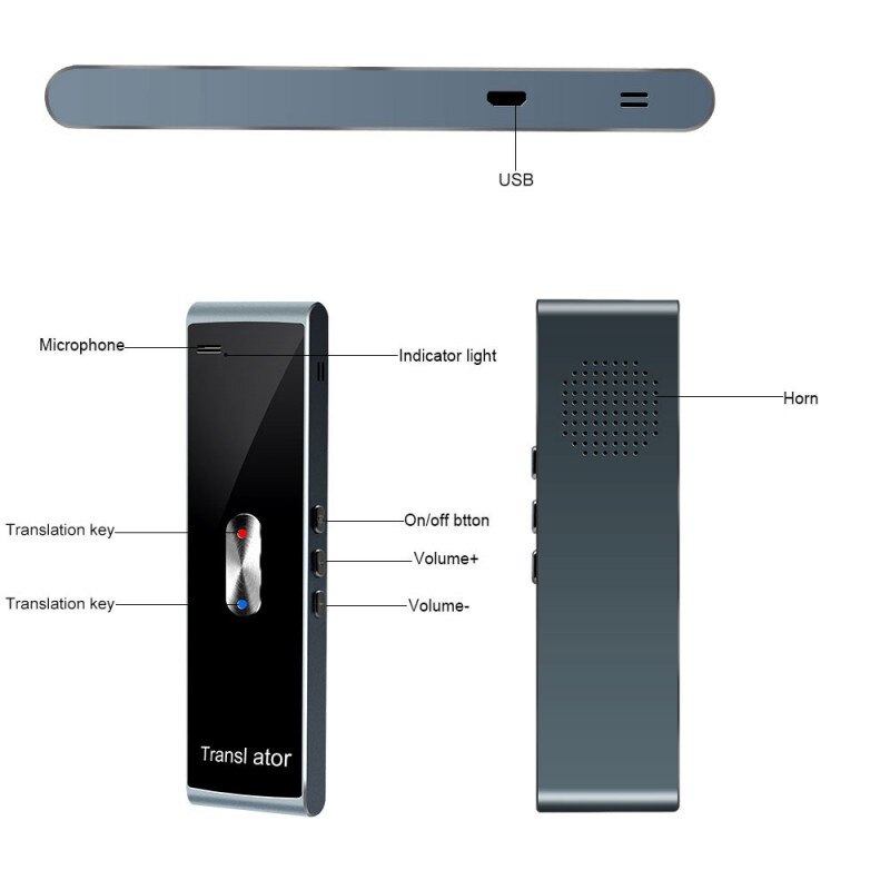 T8s Draagbare Intelligente Voice Vertaling Bluetooth 4.2 Twee-weg Real Time Multi-Taal Zakelijke Bijeenkomst Reizen Tolk