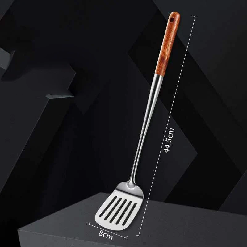 Kitchen Utensils Wok Spatula Iron and Ladle Tool Set Spatula for Stainless Steel Cooking Equpment Kitchen Accessories Essentials: light yellow