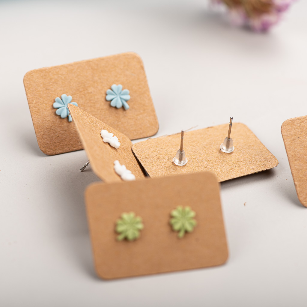 Bos Element Multicolor Kleine Klavertje Vier Keramische Oorbellen Prachtige Porseleinen Accessoires # LY217