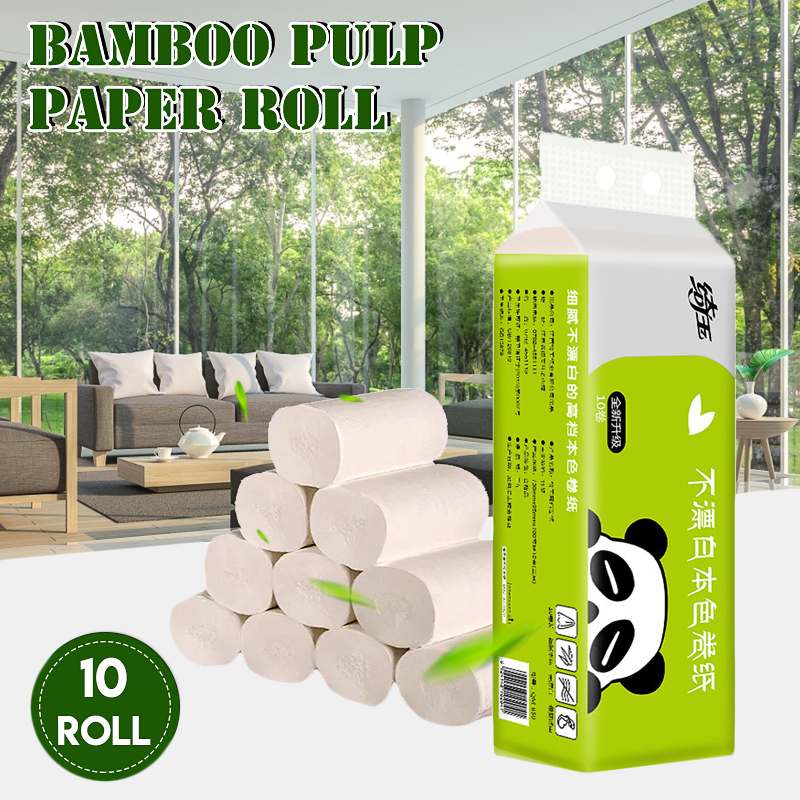 Papier hygiénique 10 rouleaux 4 plis doux ménage papier hygiénique tissu naturel pâte papier rouleaux forte Absorption d'eau dissolution rapide