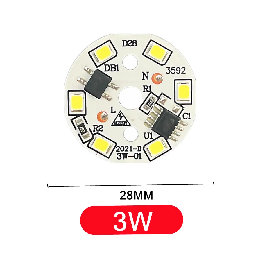 Puce LED pour ampoule 3W 5W 7W 9W 12W 15W SMD 2835 puces d'ampoule rondes LED perles lumineuses AC 220V-240V puce d'ampoule de projecteur d'éclairage: Naturel Blanc / 38W