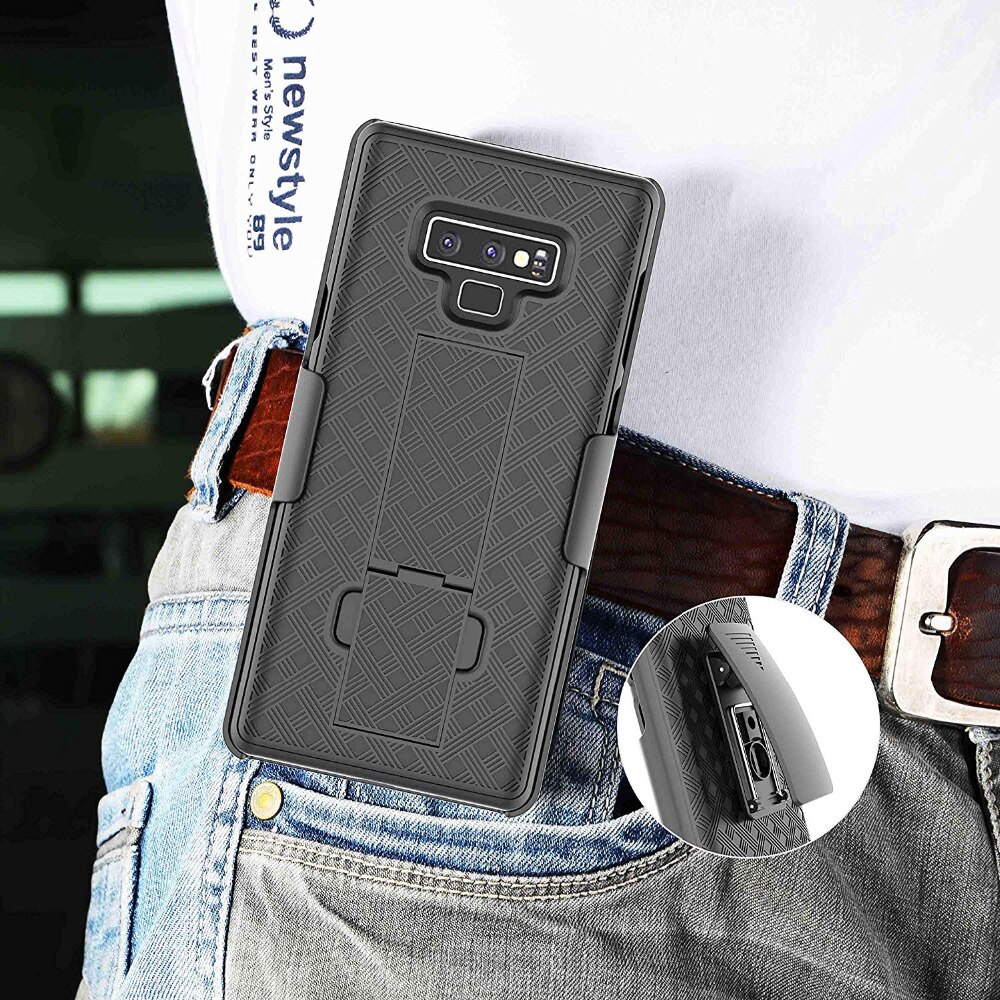 Combo Shell Holster Slanke Riemclip Armor Case Cover Voor Samsung Note 9 S9 Plus Note 8 S9 Kickstand Heavy duty Armor Capa Coque