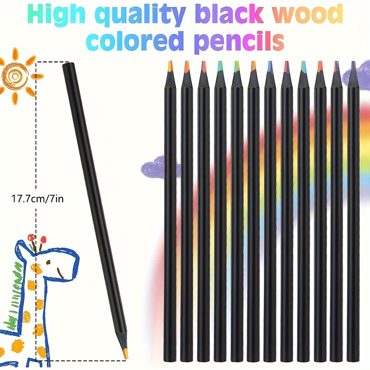 12/24/36/48 unidades 7 cores lápis arco-íris 3.3mm lápis de cor para desenho artístico colorir presente de ação de graças de Halloween