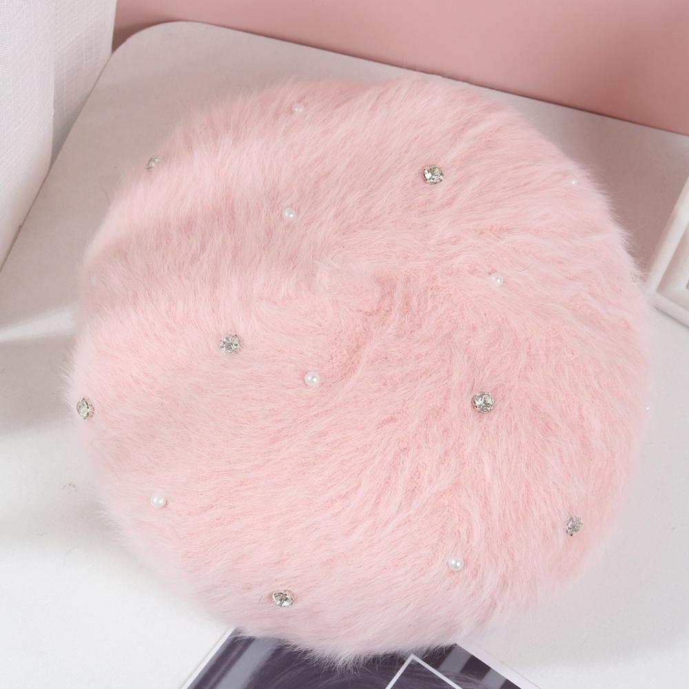 Béret femme automne et hiver filet rouge coréen dame citrouille bourgeon chapeau japonais décontracté britannique chaud étudiant chapeau: Rose