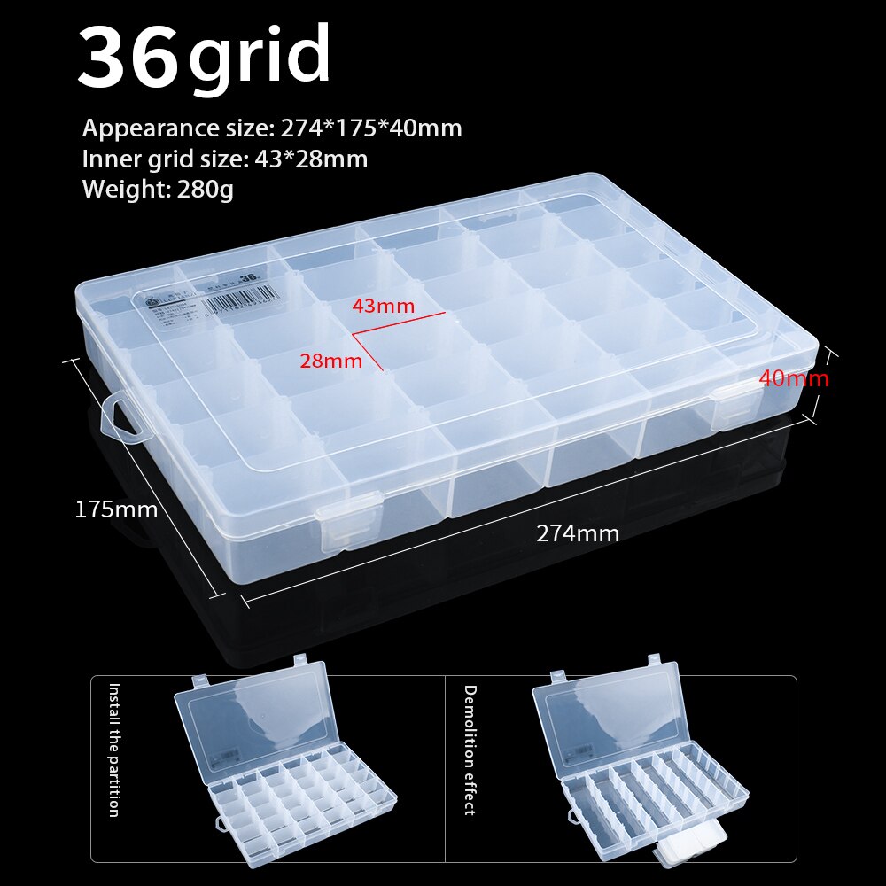 LUXIANZI Adjustable Plastic Storage Tool Box Portable Transparent Metal Parts Hardware Tools Screwdriver Organizer toolbox Case: LXZ918004