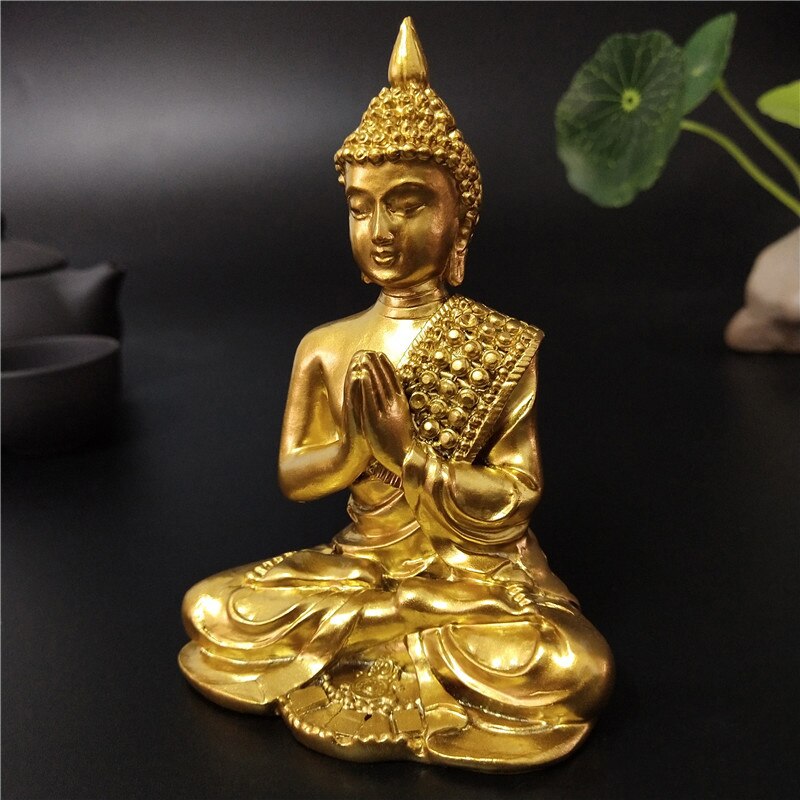 Statue de bouddha en or thaïlandais feng shui, Sculpture de méditation, en résine, artisanat, décoration de jardin pour la maison