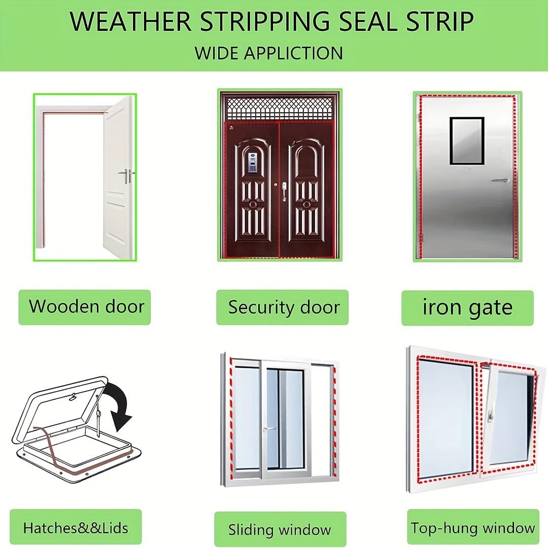 Rubber Weather Stripping Seal Strip for Doors/Windows, Waterproof Self-Adhesive Weatherstrip Soundproofing