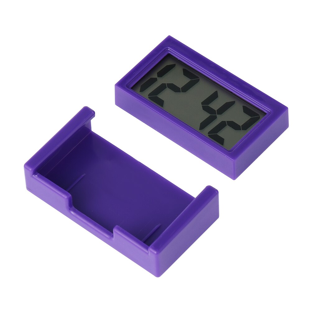 Car Desk Clock Digital LCD Screen Self-Adhesive Electronic Clock Table Auto Dashboard Date Time Small Clock Bracket Car Clock