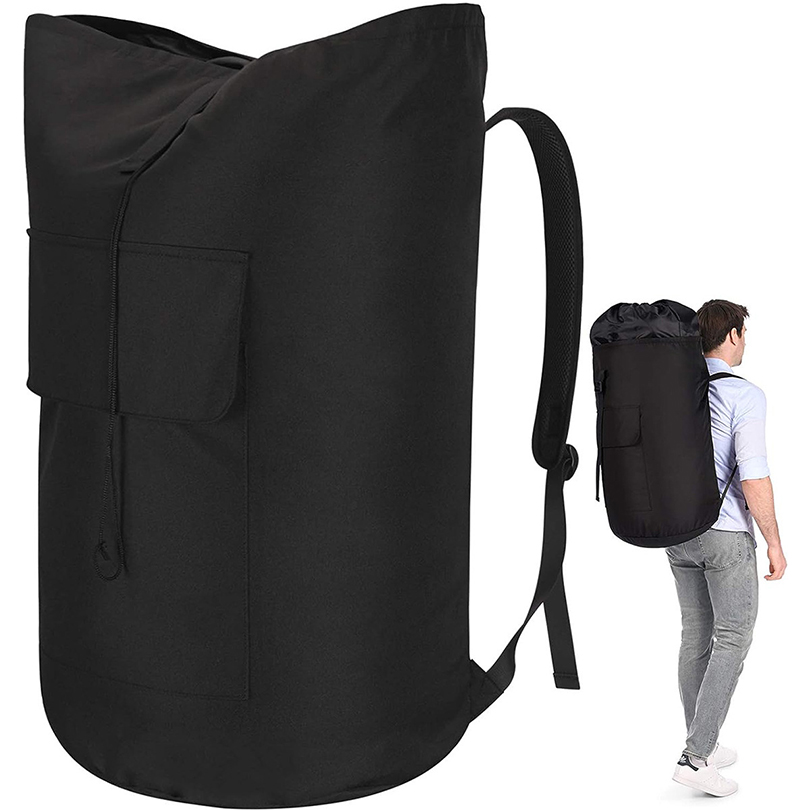 Waszak Rugzak 115l Extra Grote Reis Waszakken, Verstelbaar En Uitschuifbaar, Wasmand Tas Voor Wasserette, College: Black