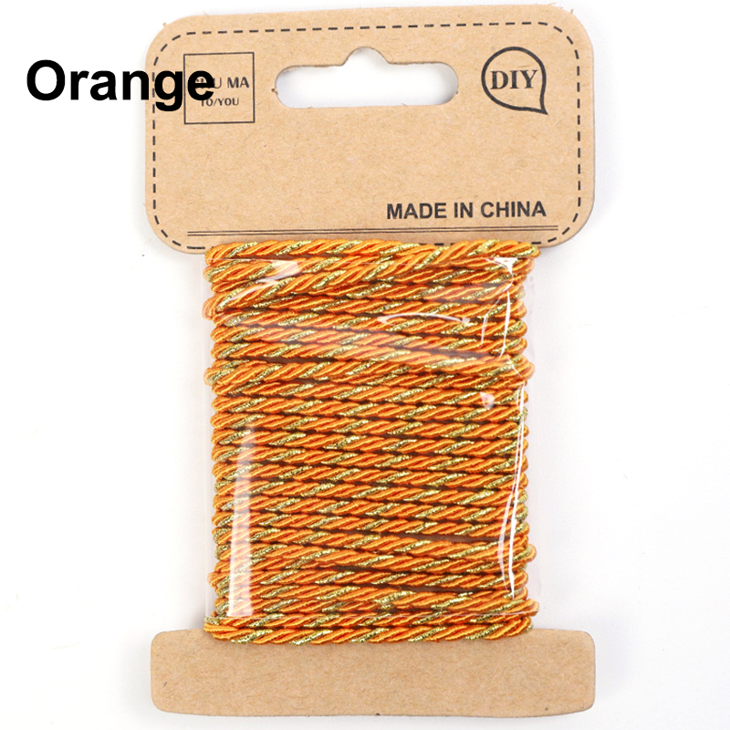 Cordones trenzados artesanales de 1,5 MM, cordón de embalaje de , cuerda de hilo, fabricación de pulseras, cuerda artesanal hecha a mano, decoración de boda, 3 metros: orange