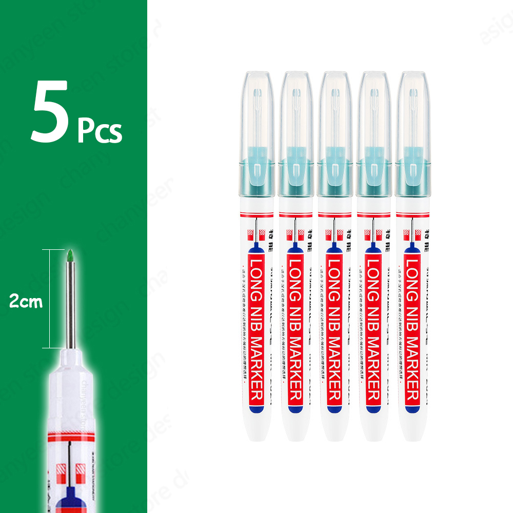 Rotuladores de cabeza larga impermeables de 2cm, rotulador de Agujero profundo para herramientas de carpintería de carpintero de Metal, Blanco/rojo/negro/azul/verde, 5-100 Uds.