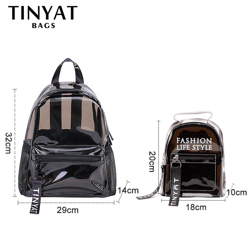 TINTAT-Mochila de PVC transparente para mujer, morral escolar de viaje, bolsa para niñas