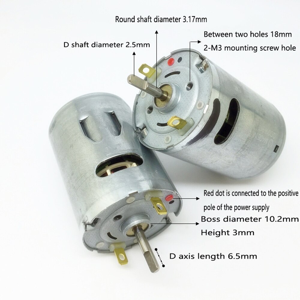 Mabuchi Motor Double-headed Shaft Micro RS-540SF-6035 DC Carbon Brush Motor DC 3V 6V 9V 12V 1.2A 22500 RPM High Speed High Power
