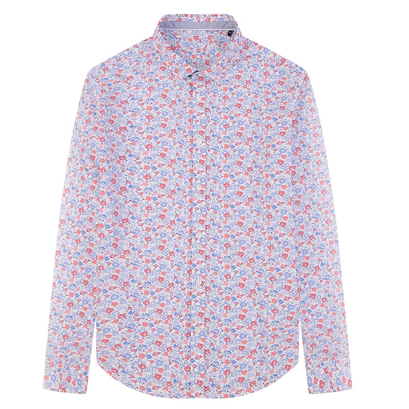 Mannen Gedrukt Lange Mouwen Casual Shirt 100% Katoen Mannelijke Sociale Overhemd